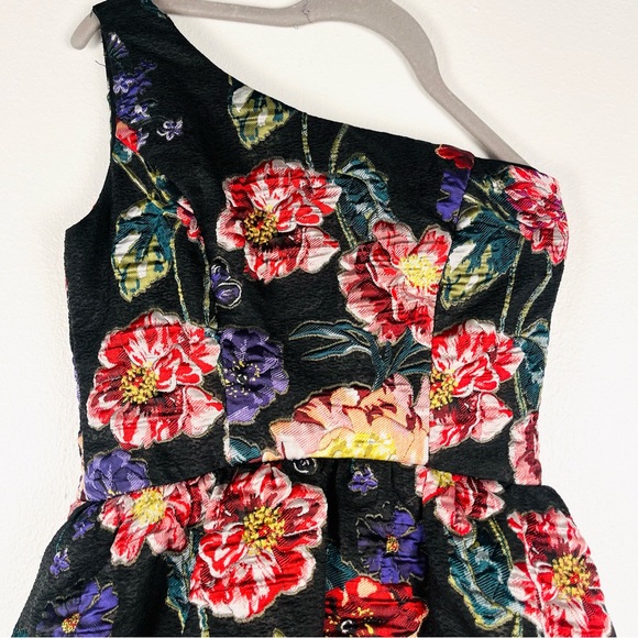 Marchesa Note Size 4 One-Shoulder Floral Embroidered High-Low Evening Dress Gown - Picture 3 of 7